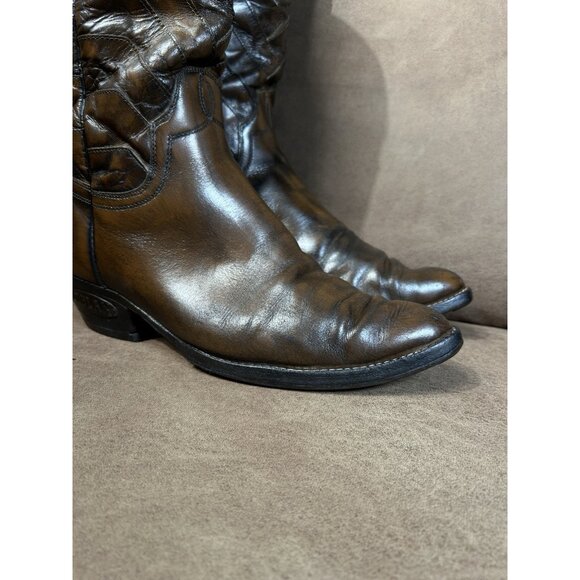 Vintage Loblan Cowboy Boots Men’s Size 9.5 – Tan Leather Harness Western Boots - Picture 6 of 16